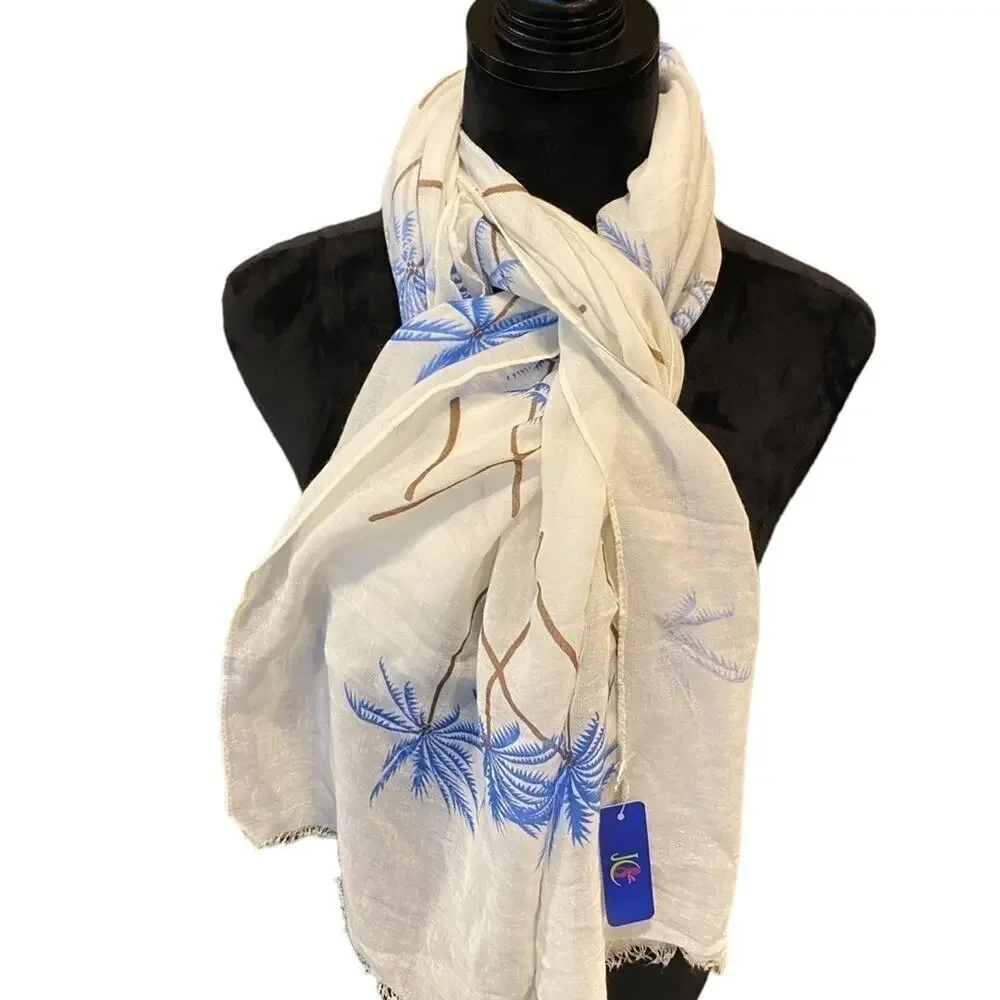 JC Fashion Palm Tree Print Scarf Women's One Size New with Tags